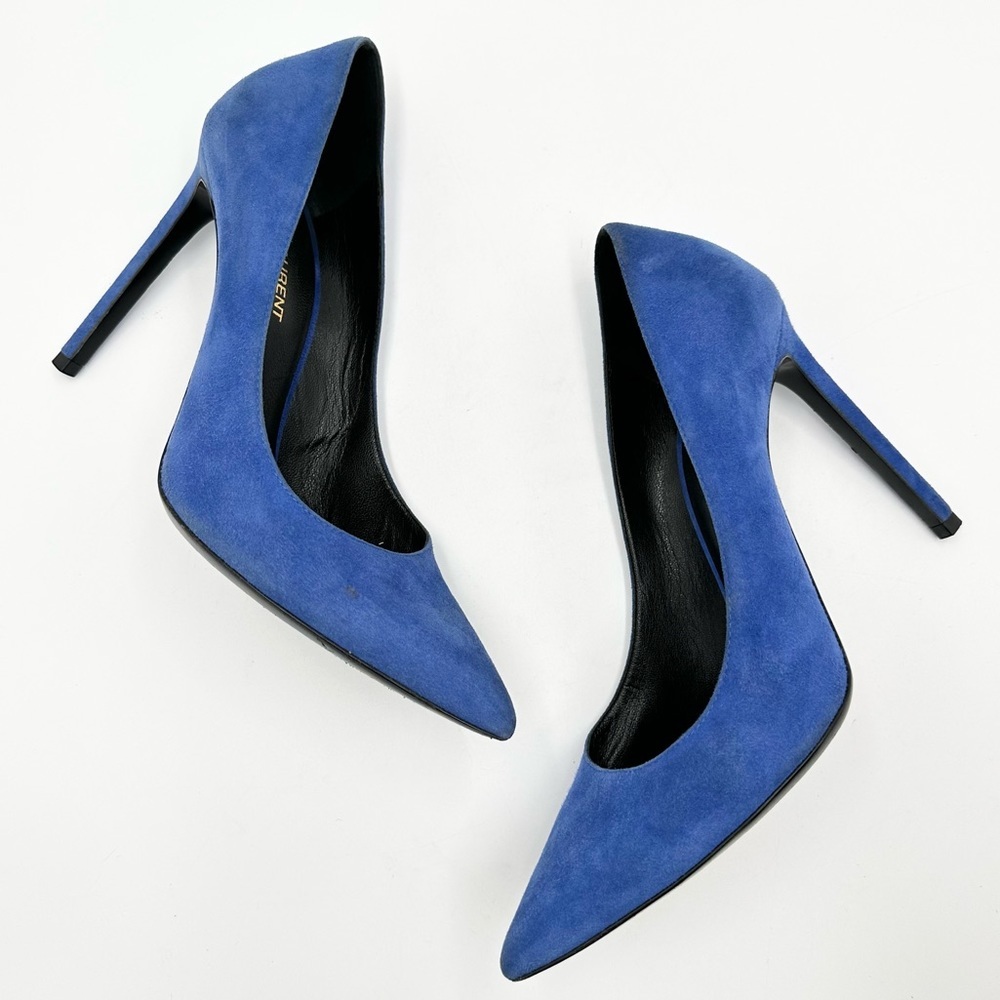 Saint Laurent Paris Pump 105 Blue Suede - Picture 4 of 11